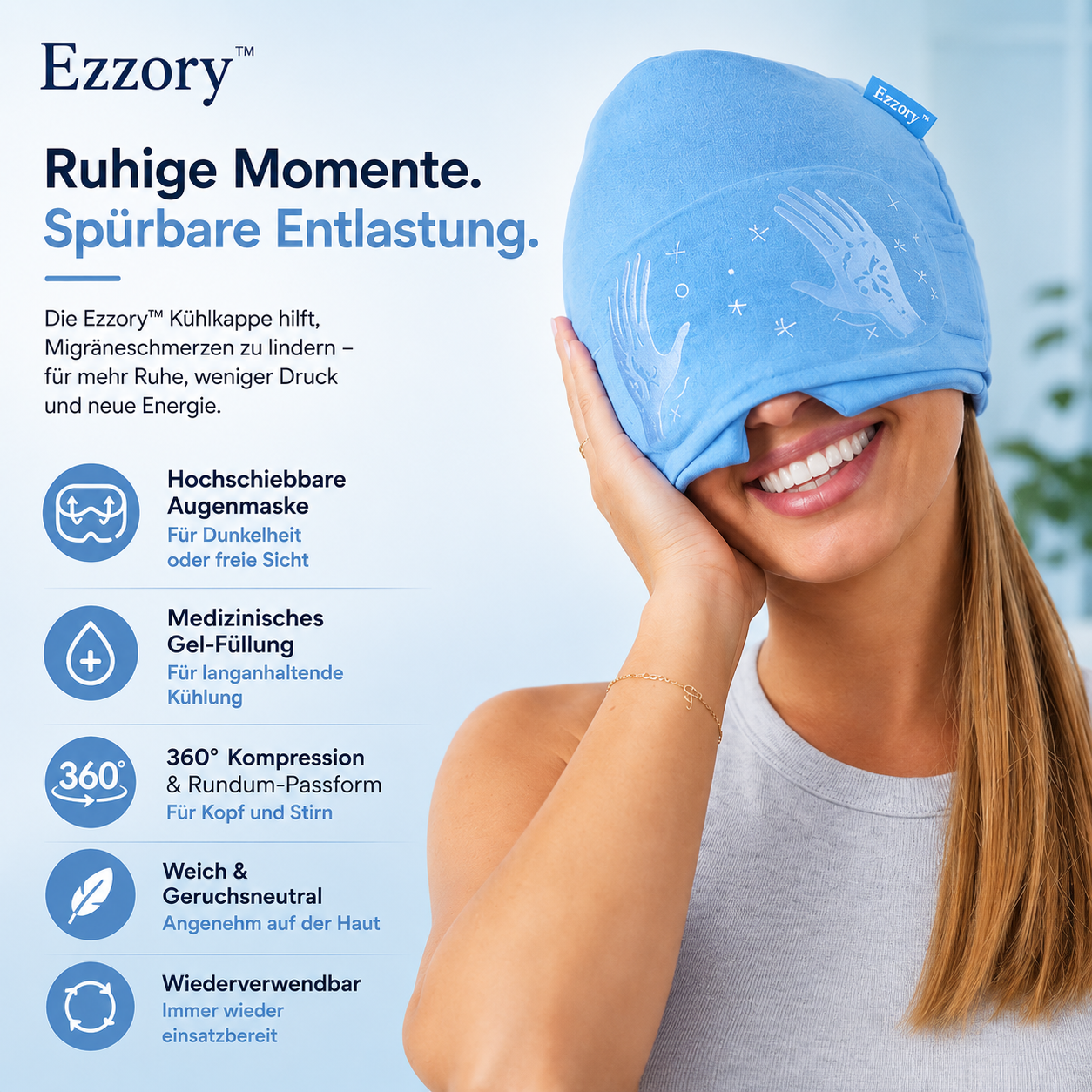 Ezzory™ – Migräne-Kühlkappe mit Augenmaske